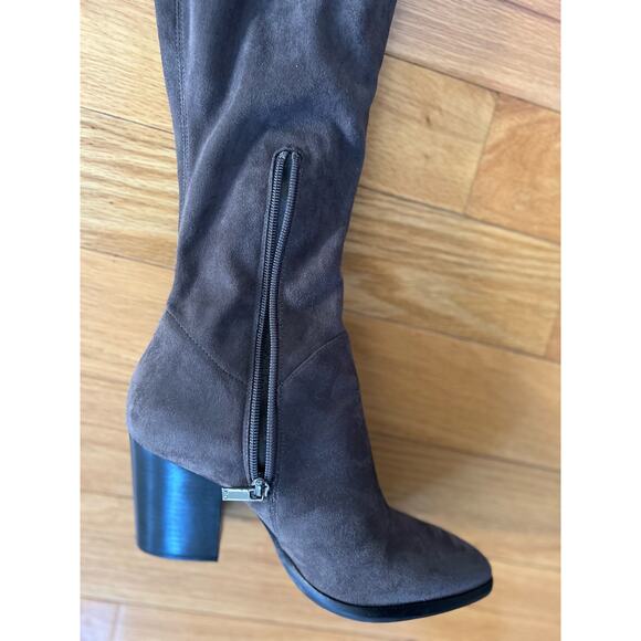 Marc Fisher Grey Faux Suede Over the Knee Heeled Boot - Picture 4 of 11